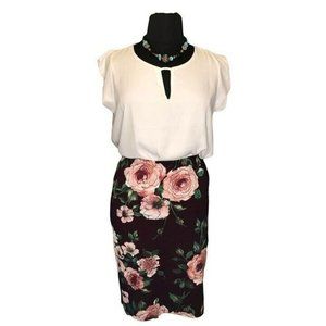 Celo Apparel Womens Size 1X Pencil Skirt Size Pink Roses Plus   ASAV